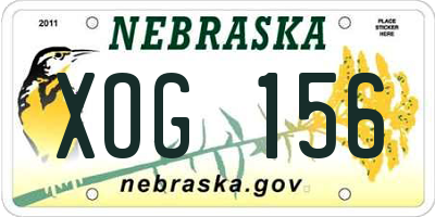 NE license plate XOG156