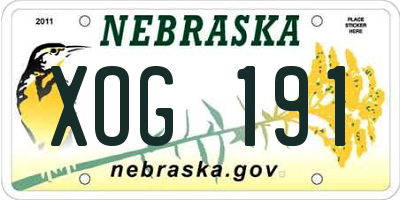 NE license plate XOG191
