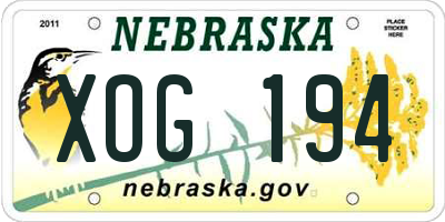 NE license plate XOG194