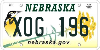 NE license plate XOG196