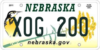 NE license plate XOG200