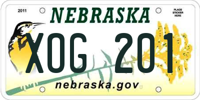 NE license plate XOG201