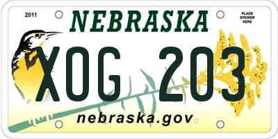 NE license plate XOG203