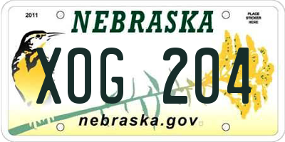 NE license plate XOG204