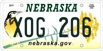 NE license plate XOG206