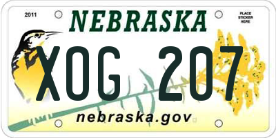 NE license plate XOG207