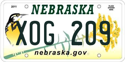 NE license plate XOG209