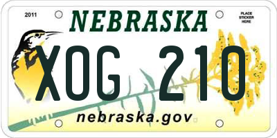 NE license plate XOG210