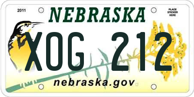 NE license plate XOG212