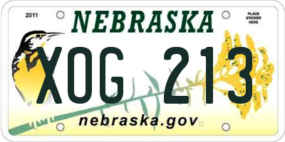 NE license plate XOG213