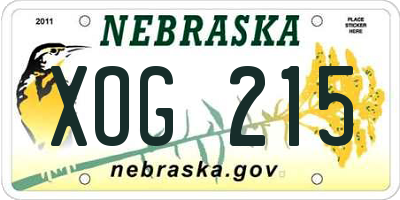 NE license plate XOG215