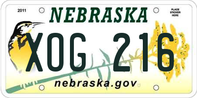 NE license plate XOG216
