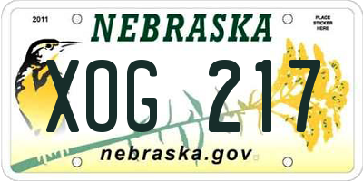 NE license plate XOG217