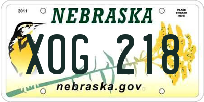NE license plate XOG218