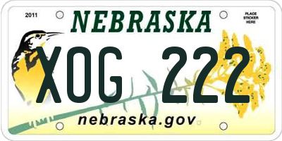 NE license plate XOG222