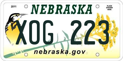 NE license plate XOG223