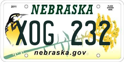 NE license plate XOG232