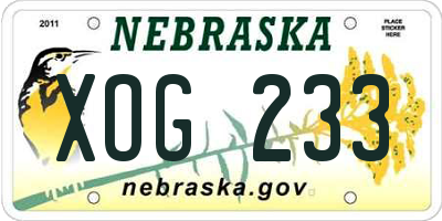 NE license plate XOG233