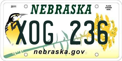 NE license plate XOG236
