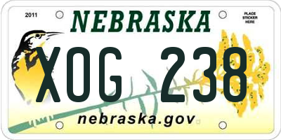 NE license plate XOG238