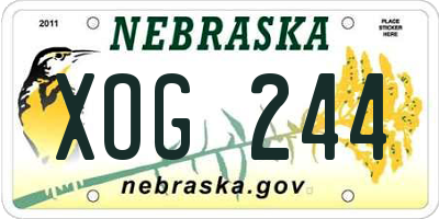 NE license plate XOG244