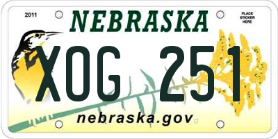 NE license plate XOG251