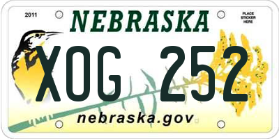 NE license plate XOG252
