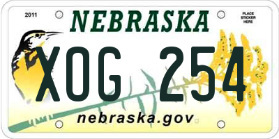 NE license plate XOG254