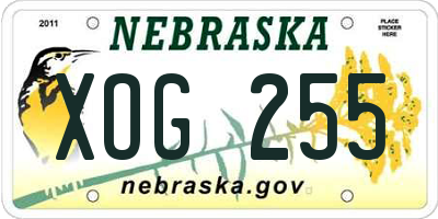 NE license plate XOG255