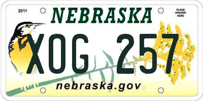 NE license plate XOG257