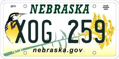 NE license plate XOG259