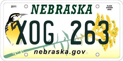NE license plate XOG263