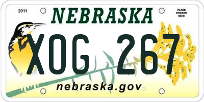 NE license plate XOG267