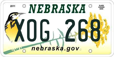 NE license plate XOG268