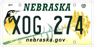 NE license plate XOG274