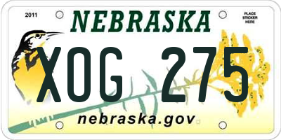 NE license plate XOG275