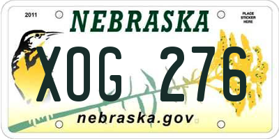 NE license plate XOG276