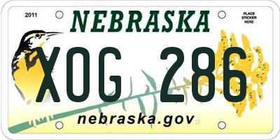 NE license plate XOG286