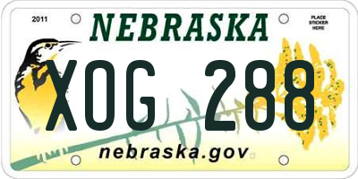 NE license plate XOG288