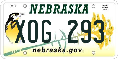 NE license plate XOG293