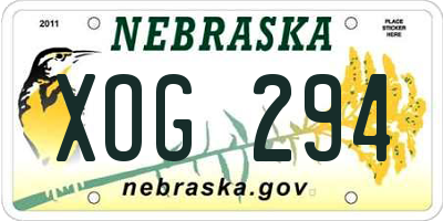 NE license plate XOG294