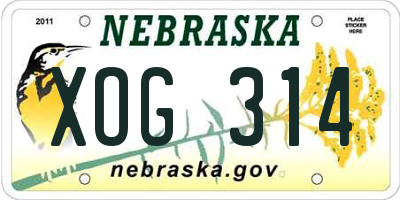 NE license plate XOG314