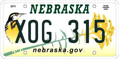 NE license plate XOG315
