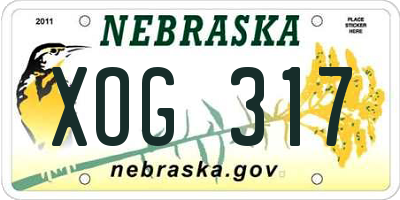 NE license plate XOG317
