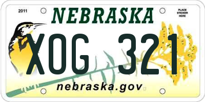 NE license plate XOG321