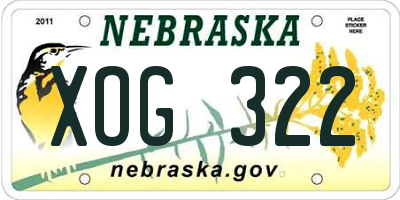 NE license plate XOG322