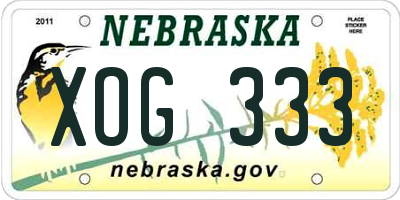 NE license plate XOG333