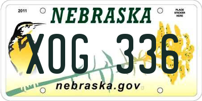 NE license plate XOG336