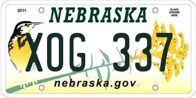 NE license plate XOG337