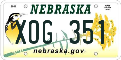 NE license plate XOG351